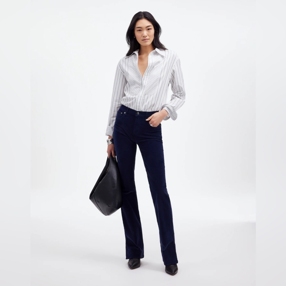 NWT Madewell Kick Out Full-Length Pants in Garment Dye Corduroy Blue